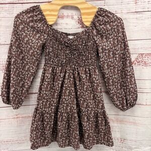 Altar State Mini Dress Size‎ Small Smocked Square Neck Floral Long Sleeve Tiered